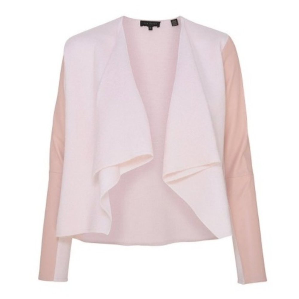 Ted Baker Wool Leather Contrast Wrap Jacket